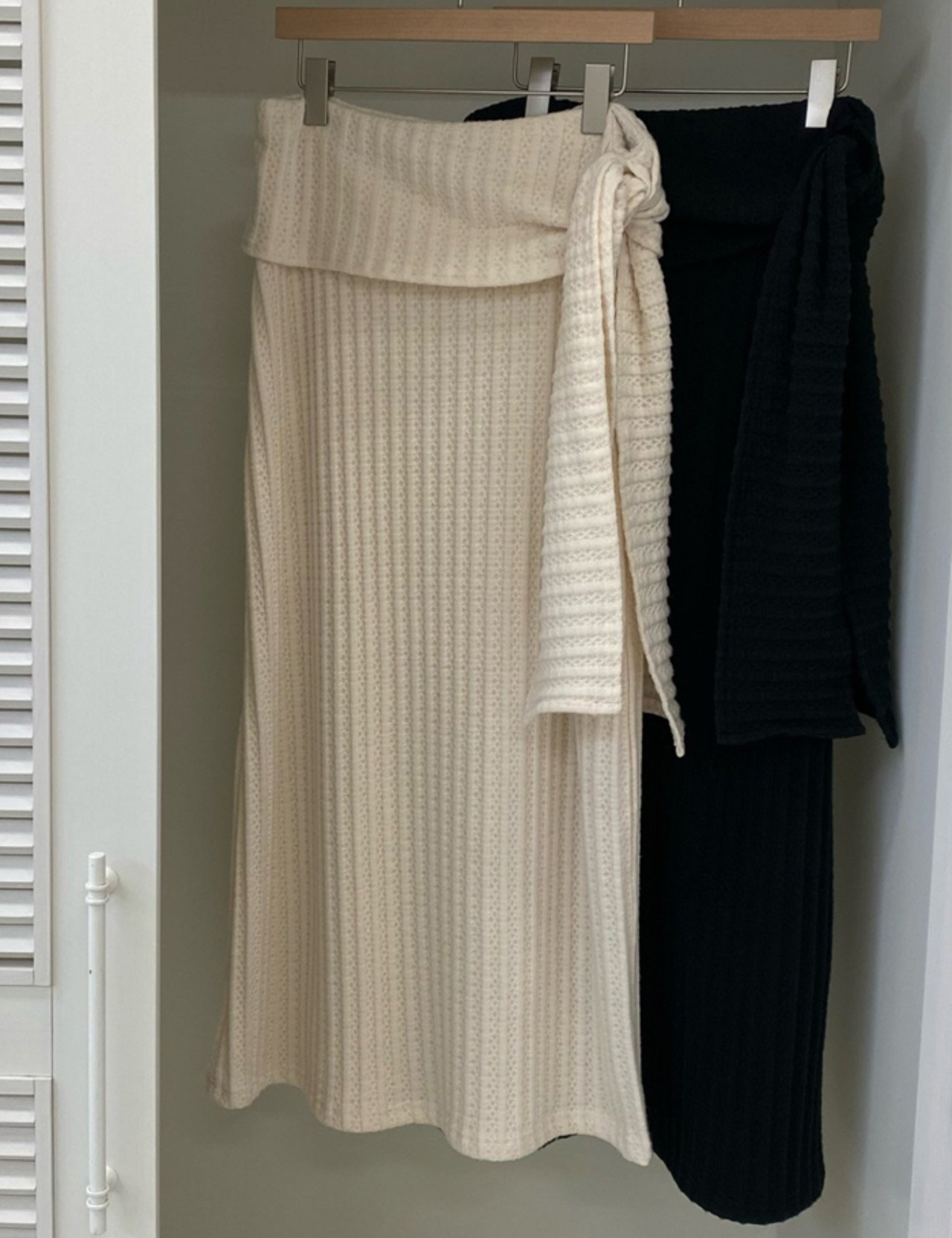 【新作5%OFF・3日間】Waist-Shawl knit Skirt_2colors