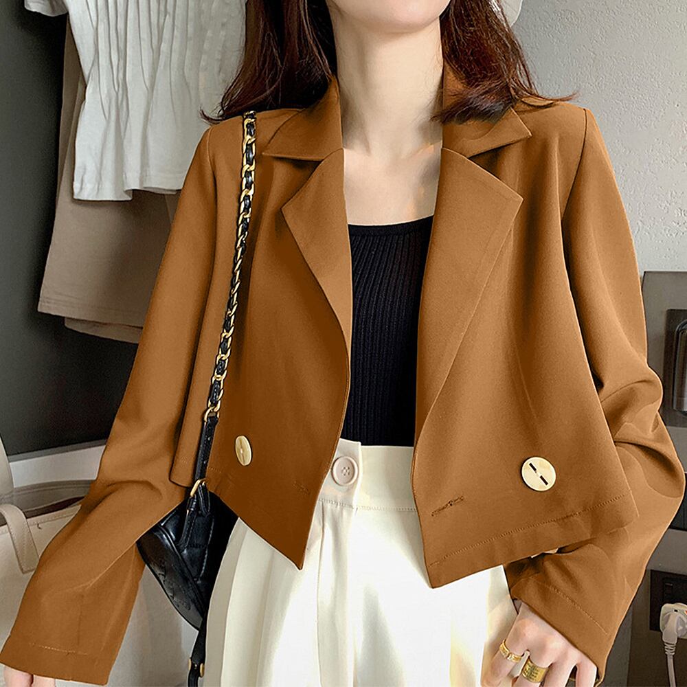 ショート丈 テーラード ジャケット 長袖