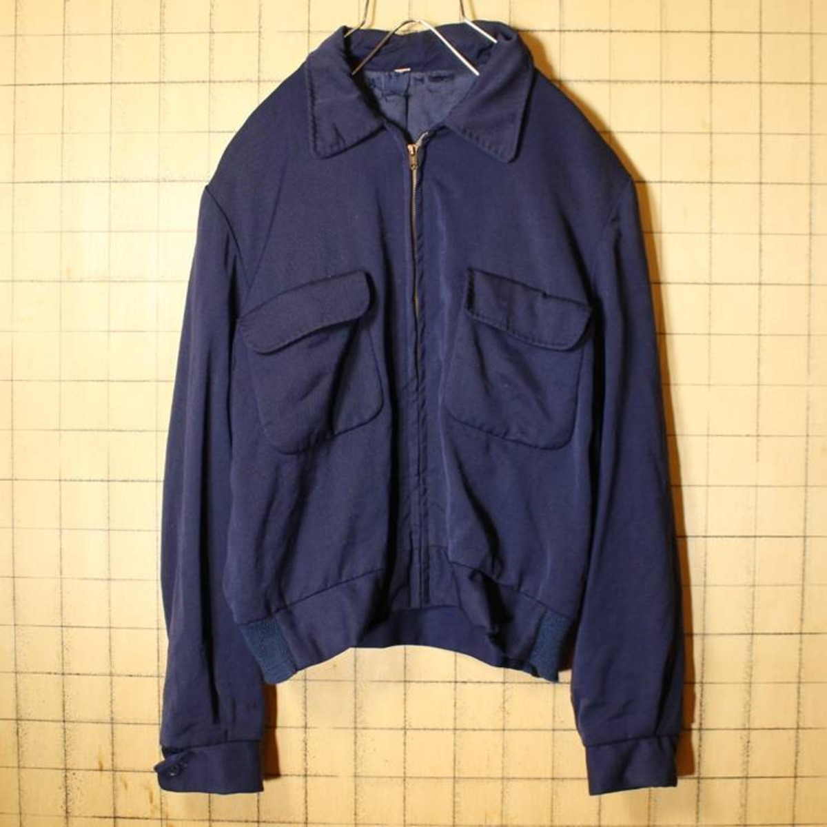 USA製 50s 60s ウールギャバジン ジャケット 40 メンズL相当 ネイビー