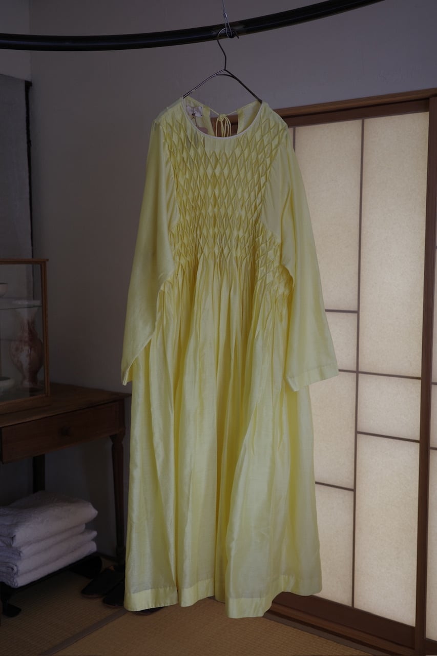 AHMEV Snowdrop Smocking Dress + Slip YELLOW | physis (ピュシス)