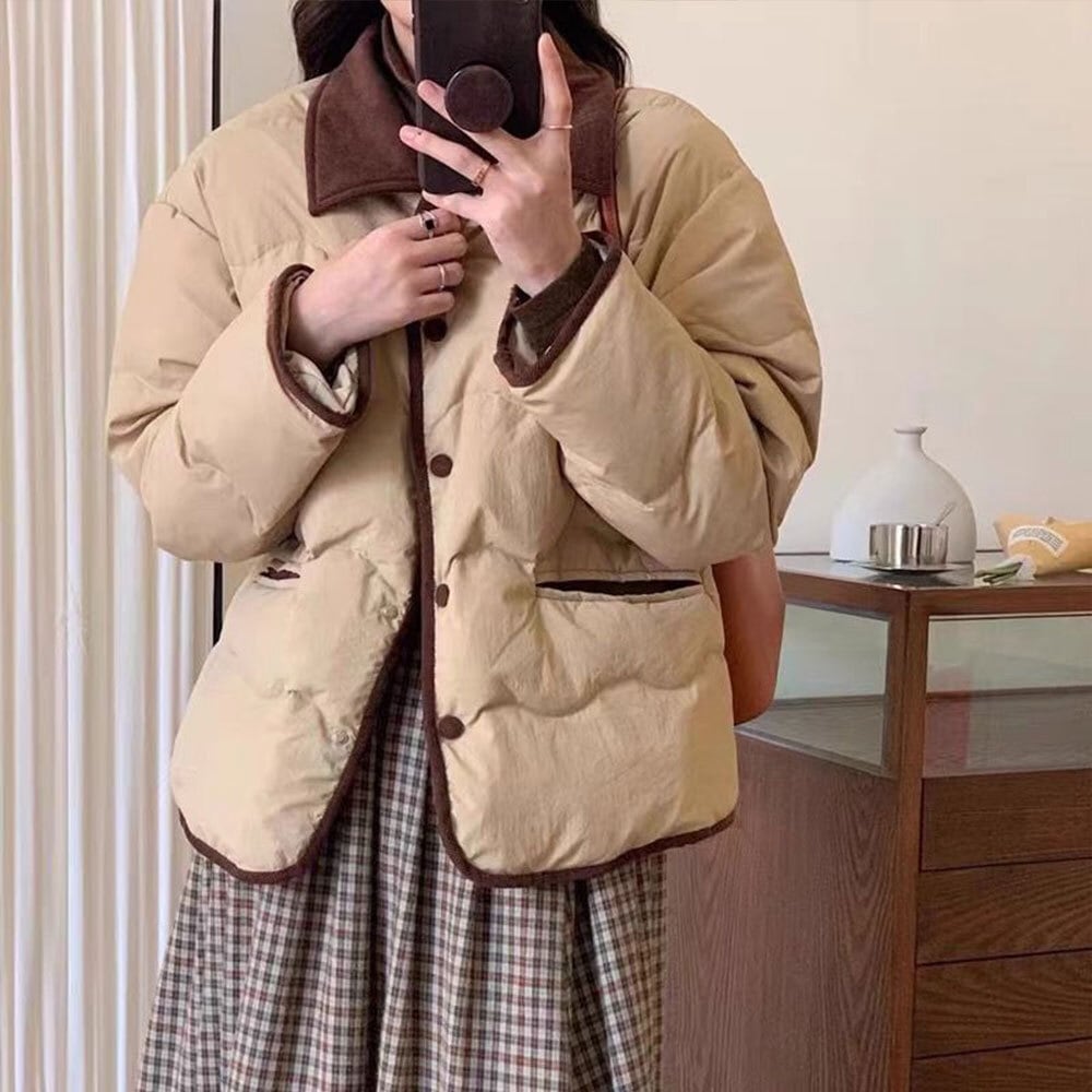 【送料無料】 キルティング ダウン ジャケット 中綿 レディース 秋冬 韓国 防寒 防風 保温 暖かい 薄手 襟付き ウェーブキルティング ダウンコート 大人 カジュアル きれいめ シンプル 大人可愛い 大人女子