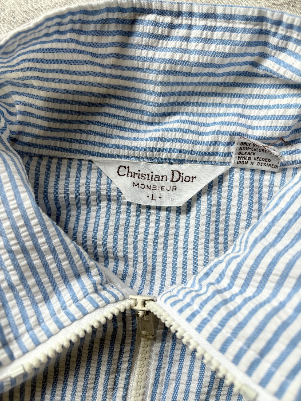 “Christian Dior Monsieur” Switching seersucker short sleeved zip-up jacket