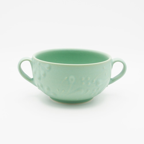 佐々木しず 丸型スープ碗 水浅葱