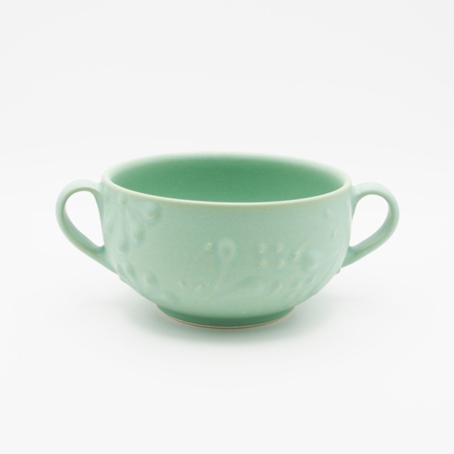 佐々木しず 丸型スープ碗 水浅葱