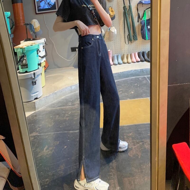 ジーンズ サマーダークスタンダード薄手ルーズスリム レトロ 夏物 1号婦人12984844202