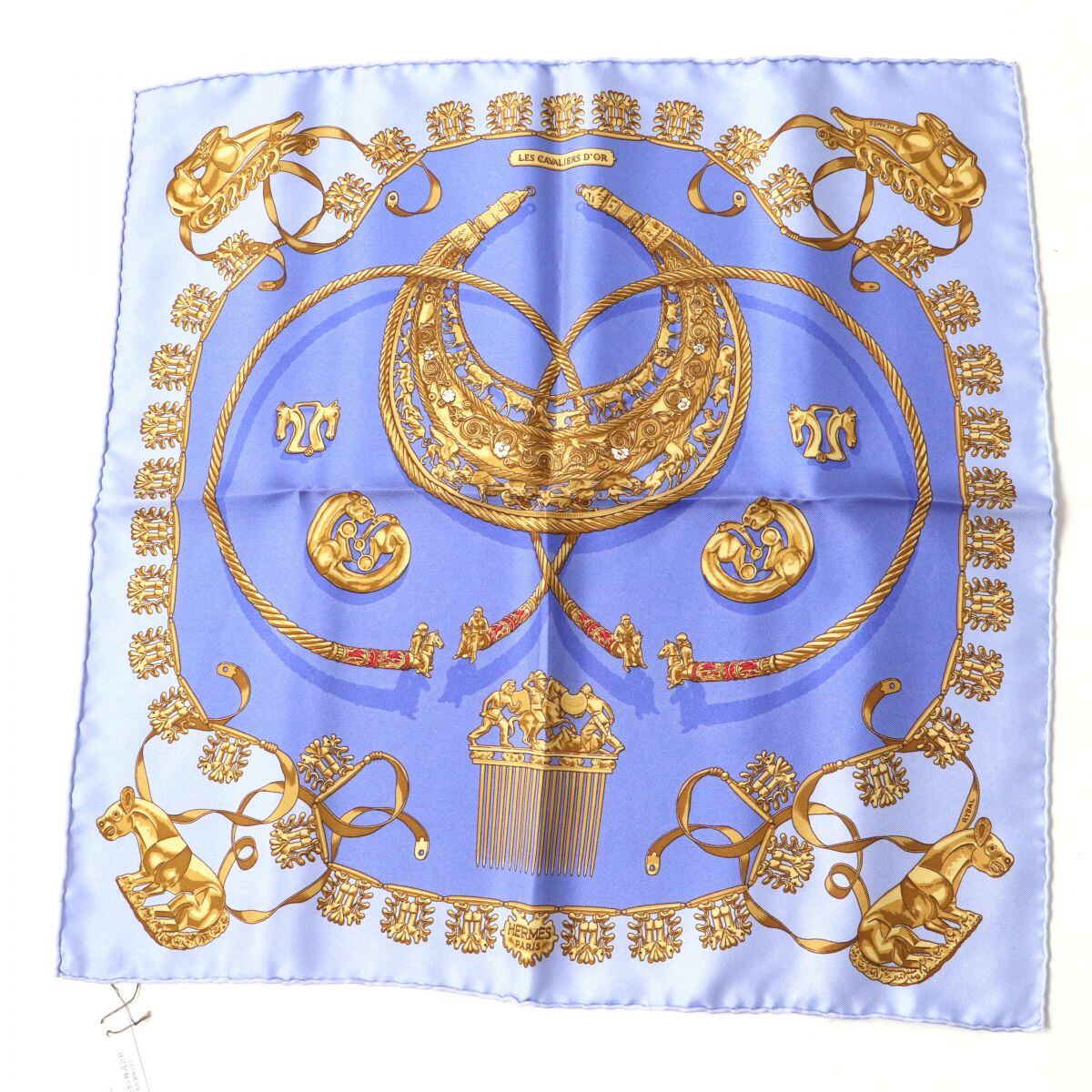 ☆HERMES エルメス シルクスカーフ LES CAVALIERS D'OR