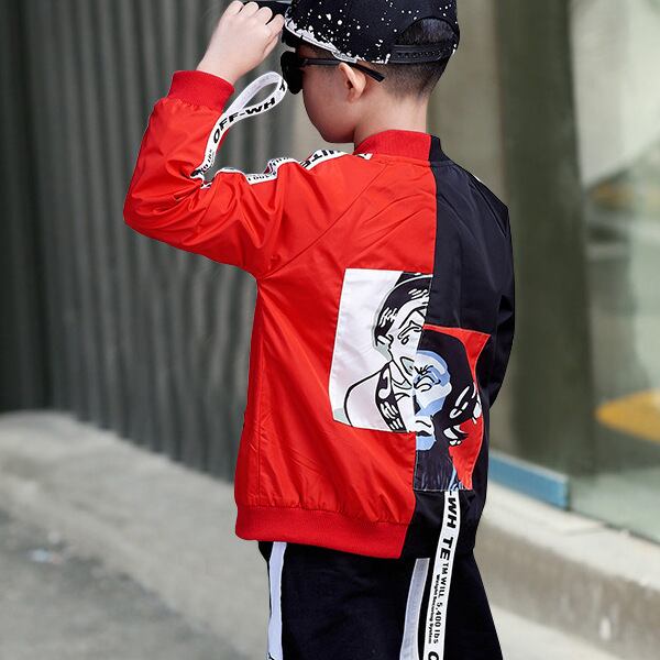 キッズ ピエロ ジャケット 赤黒 ブラックxレッド