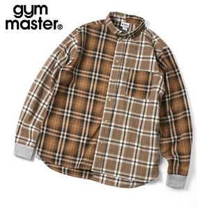 【2WAY仕様】gym master ジムマスター ショールカラー 長袖シャツ チェックシャツ g233732 メンズ レディース ユニセックス オフィスカジュアル 羽織り 春 夏 秋 大阪店舗取扱い ベージュチャッククレイジー(82)