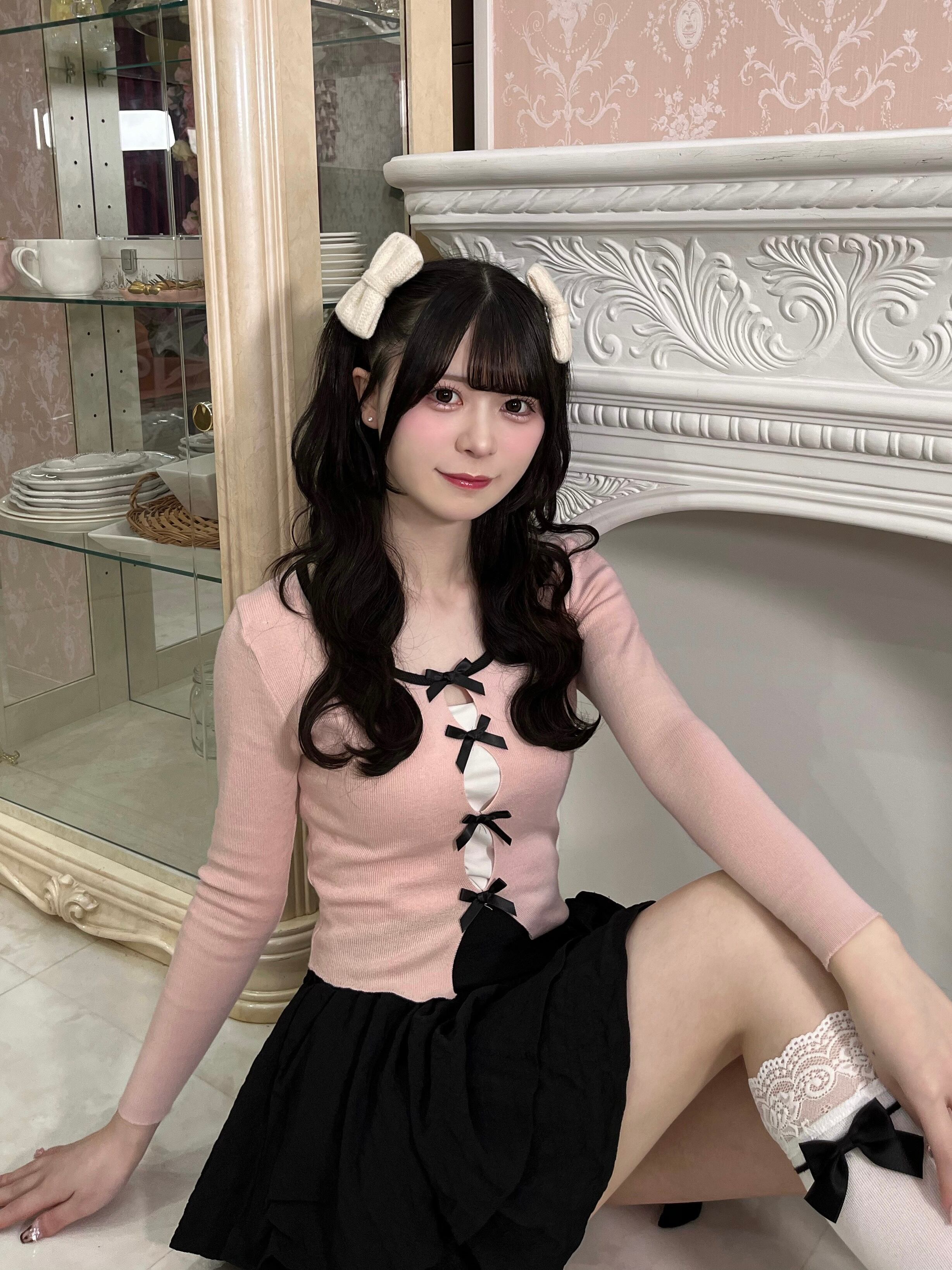 【LAST1】bi color ribbon knit-gray