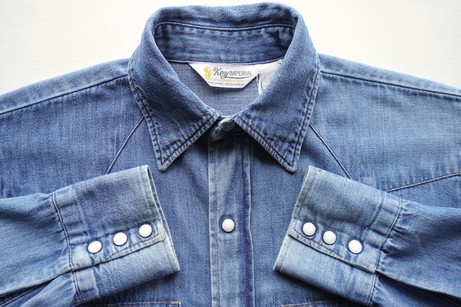 1970's [Key] L/S デニムウエスタンシャツ ブルー 実寸(men's M程度