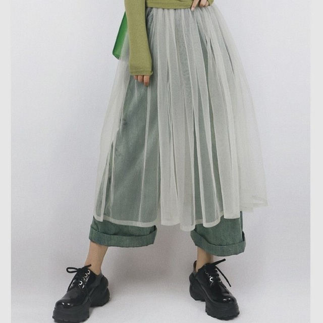 lace mesh half length skirt