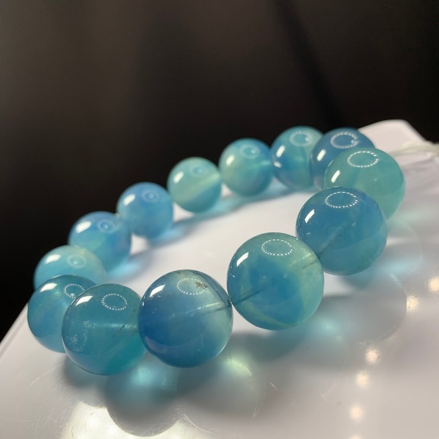 f46大玉ブルーグリーンフローライトブレスレット