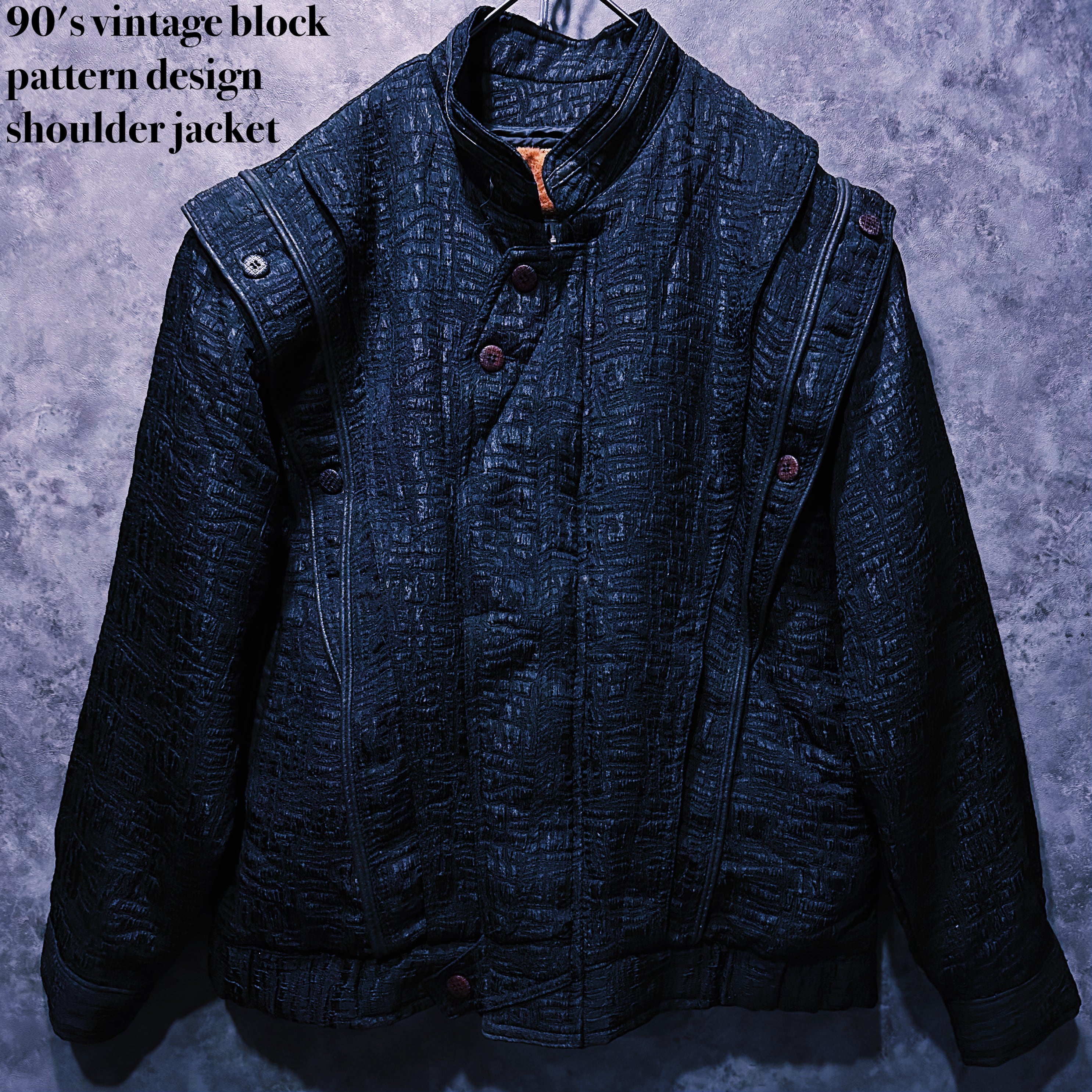 【doppio】90's vintage block pattern design shoulder jacket