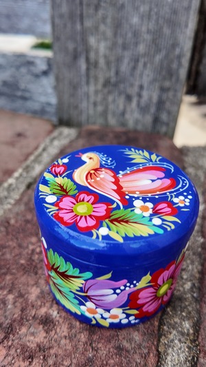 ペトリキウカ塗り　木製小物入れ・ジュエリーボックス（ティモシェンコ作）ウクライナ製