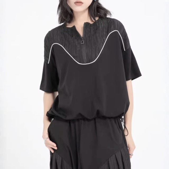 Ruched striped design shirt C1579