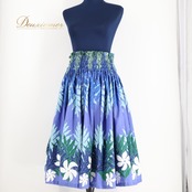 フラダンス 衣装 パウスカート パープル系 フラ ダンス レッスン シングル アロハ 花柄 ハワイアン 練習 華やか 紫 白 緑 ハワイアンプリント スカート ふんわり ホワイト系 グリーン系