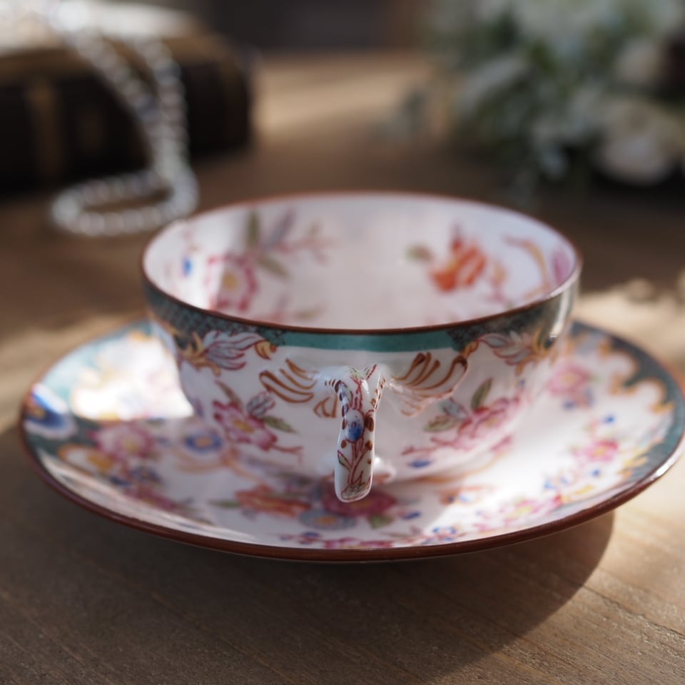 希少フランスアンティーク サルグミンヌ ミントン215 カップ＆ソーサー