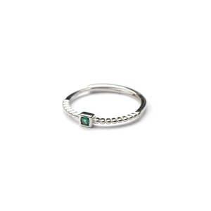 S925 SQUARE GREEN ZIRCONIA RING SILVER