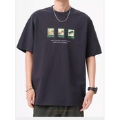ラウンドネックプリントTシャツ A4271