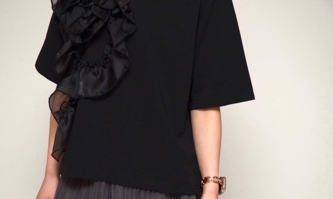 【praia】オーガンジーモチーフカットソー　LEO2614