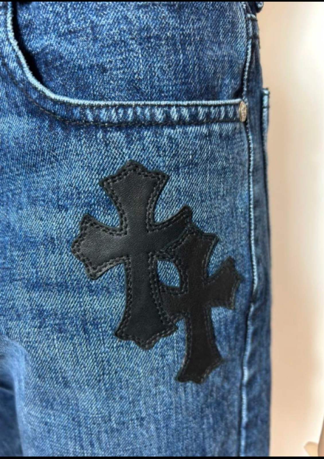 CHROME HEARTS クロムハーツ クロスパッチ付き デニム ハーフ CHROME HEARTS クロムハーツ クロスパッチ付き デニム ハーフ