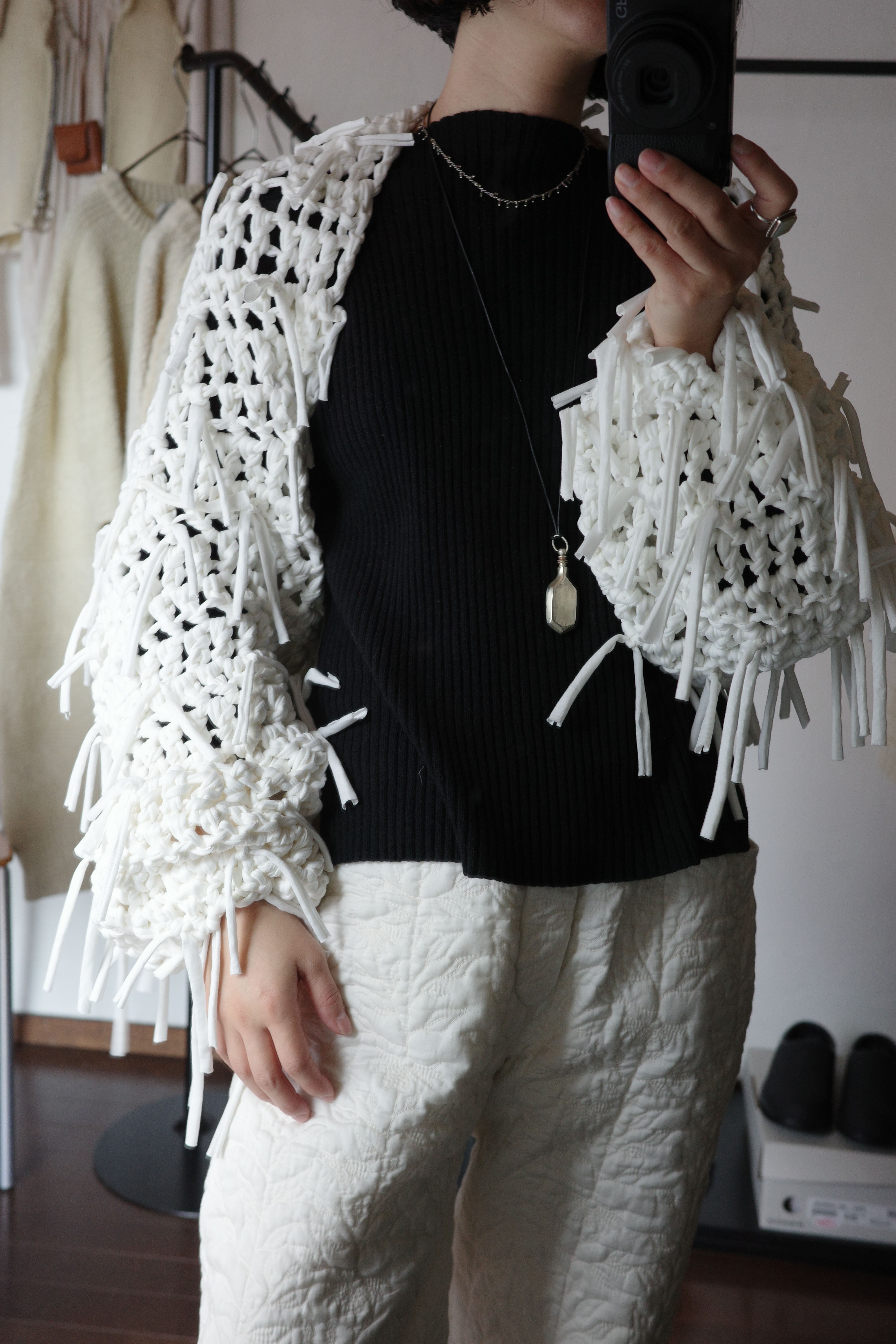 moderate moderate original hand knitted fringe cardigan