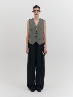 [EENK][WOMEN] Two-Tuck Wide Pants - Black 正規品 韓国ブランド 韓国通販 韓国代行 韓国ファッション インク 日本 店舗