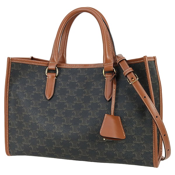 Used CELINE セリーヌ ミニ ホリゾンタルカバ 199742BZJ トリオンフ ダークブラウン 2WAY ショルダーバッグ レディース 中古 A 美品