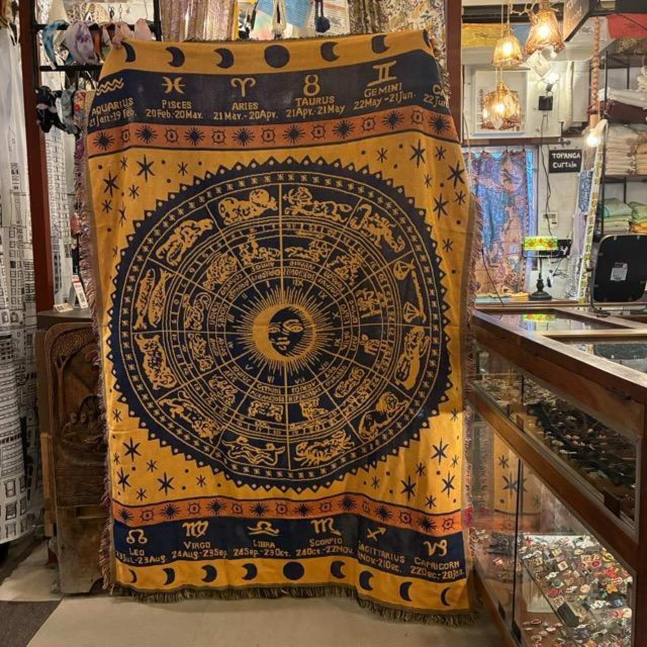 TOPANGA Homefurnishing Horoscope throwket 130×180cm　ホロスコープスローケット　12星座　ボヘミアン　ソファカバー　ベッドカバー　ブランケット　カーテン