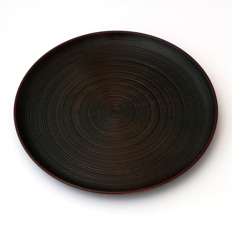 山中塗 糸目筋 万葉丸盆(小)24㎝