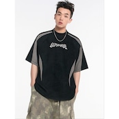 VINTAGE ストリート 刺繍スエード Tシャツ T2039