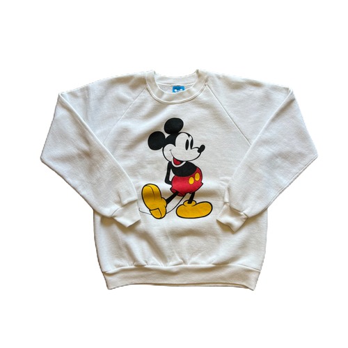 80's Mickey Mouse Raglan Sweat White M ¥10,800+tax