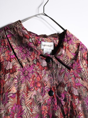 gloss fabric flower pattern wide silhouette shirt jacket