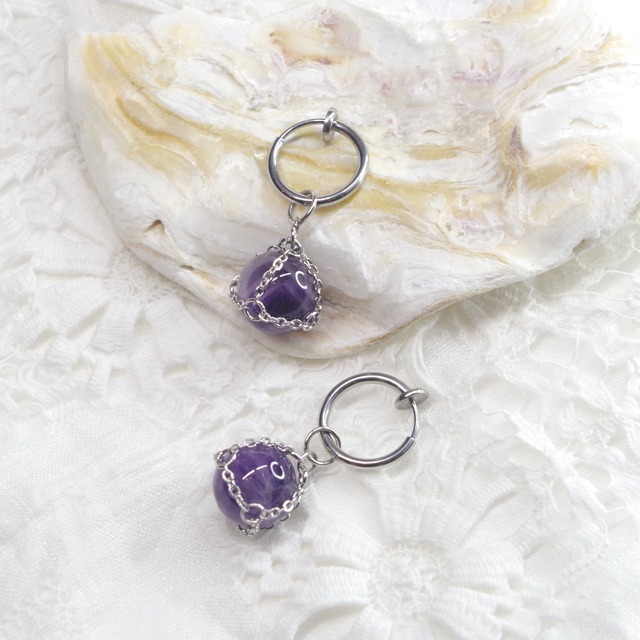 Mokko〈シェブロンアメシスト〉イヤリング／ピアス