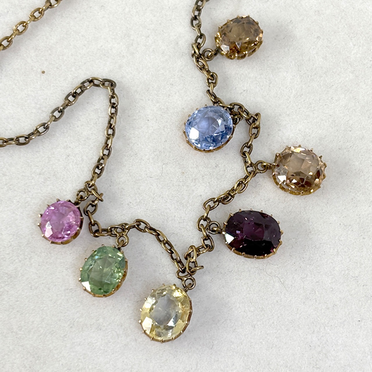 ネックレス　カラーストーン　七色天然石　ピンクスピンネル　ジルコン　サファイヤ等　国内鑑別証付き 17ace19