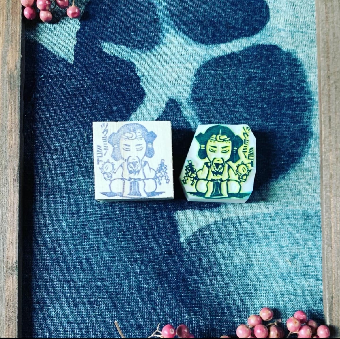 はんこ ハンコ かわいい イラスト キャラクター 神さま　神様 消しゴムはんこ スタンプ 御朱印 デフォルメキャラ ツクヨミノミコト 月読命