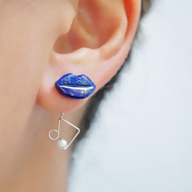 【ラピスラズリ】囁く音符／2wayピアス