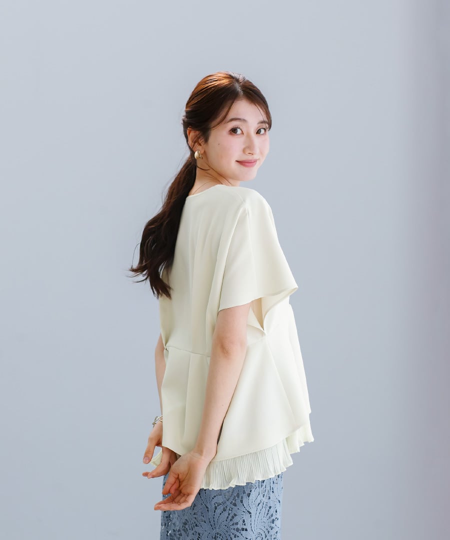 SALE 20％OFF】【 多機能すぎるブラウス 】ダブルピケ・裾シフォン
