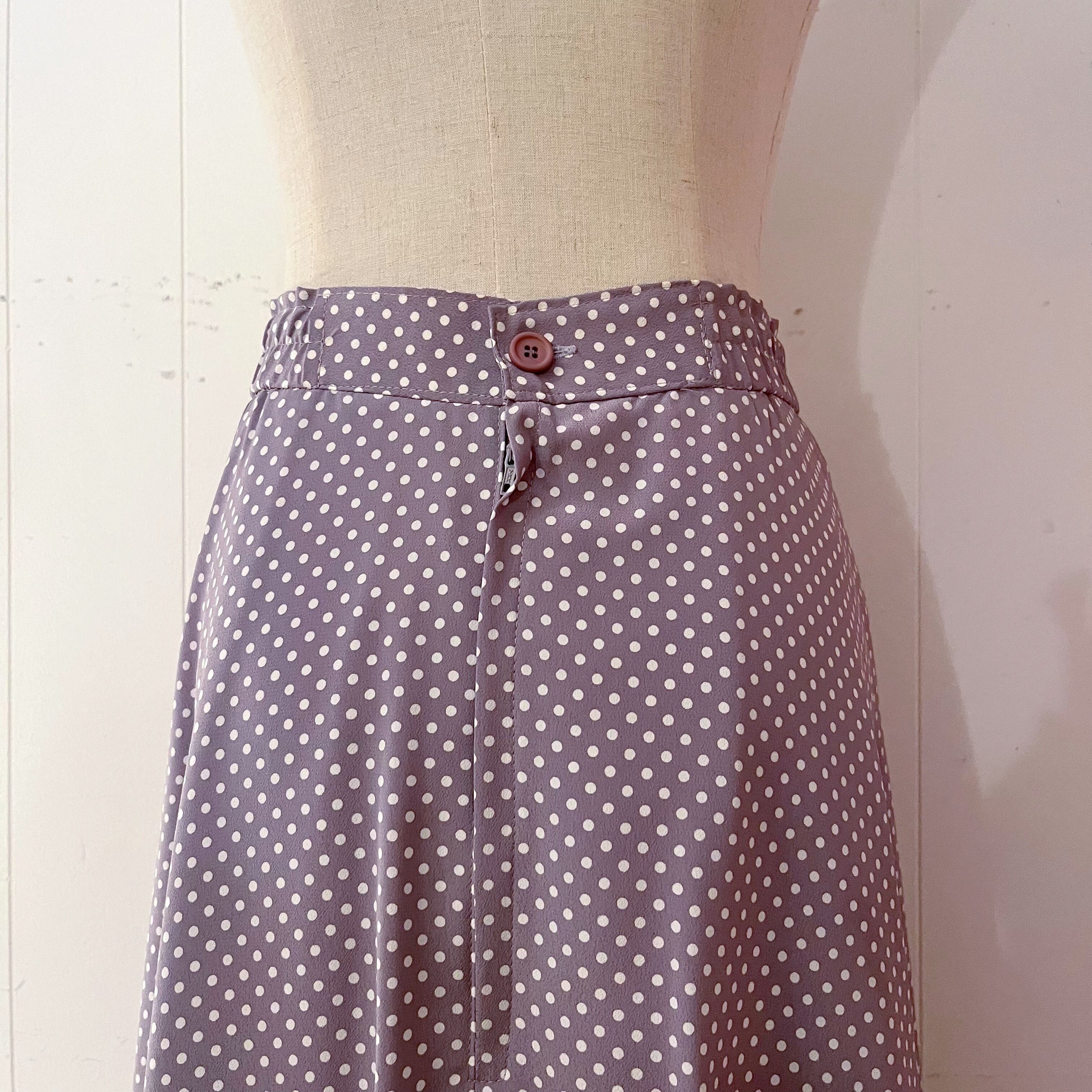 side ribbon dot pleats skirt
