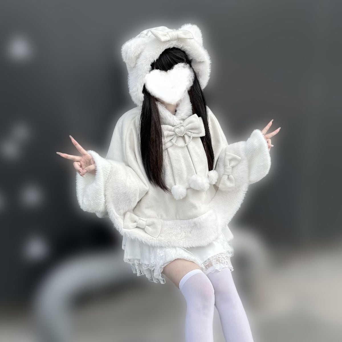 猫耳ポンポン付きフードケープ | Maiden's Rêve