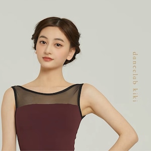 ノースリーブ タンク ストレッチチュール バレエレオタード