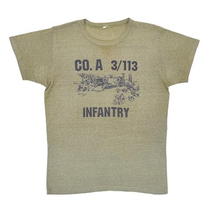 80s U.S.ARMY CO.A 3/113 INFANTRY ヴィンテージTシャツ ミリタリー カーキ サイズM相当 古着 @BZ0188