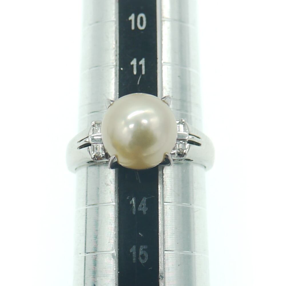 Pt850 パール ダイヤ デザインリング プラチナ 指輪 13号 Y03050