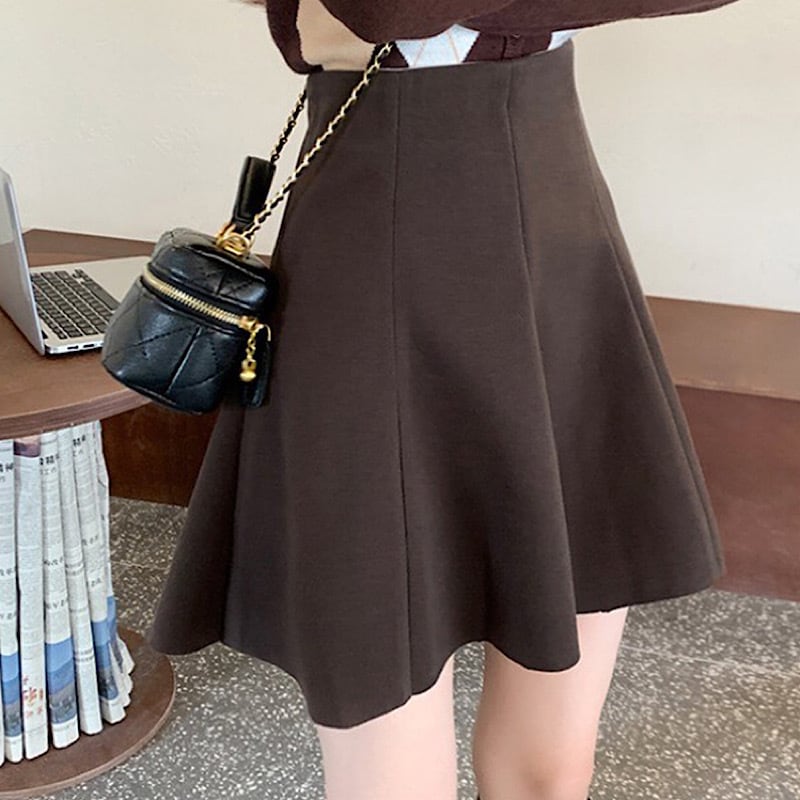 美脚見え 叶う Aライン ミニスカート プリーツ フレア ミニスカ ハイウエスト スタイルアップ シンプル 骨格ウェーブ Lamitte Deco トレンド 韓国ファッション ショップ Base店