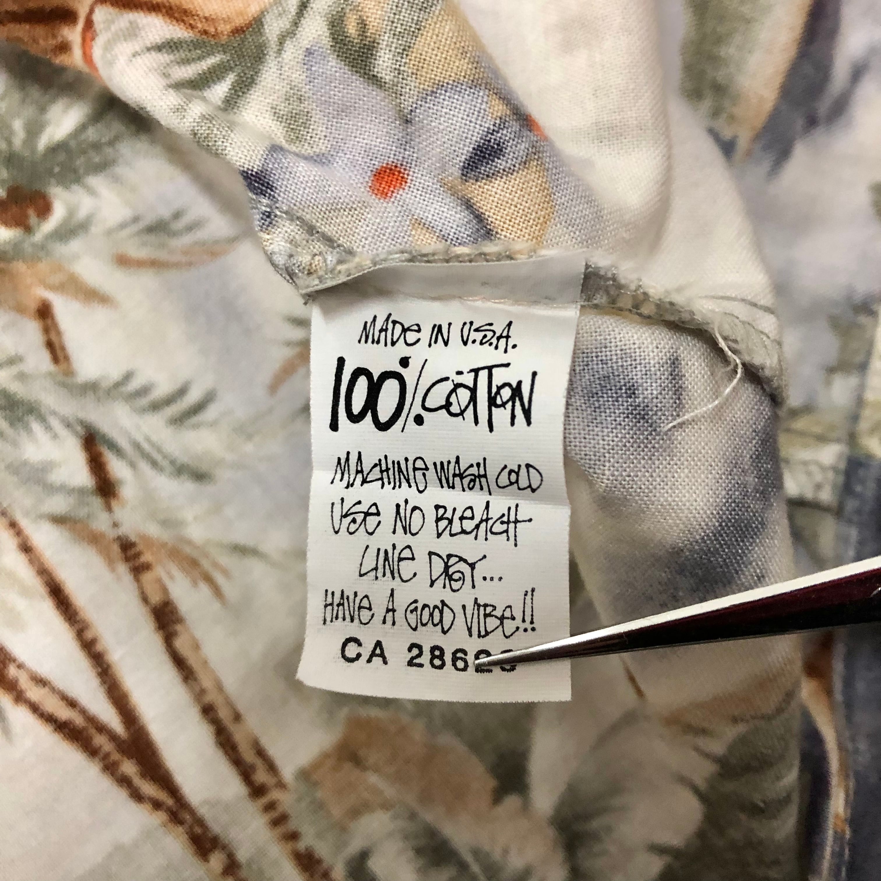 90s OLD STUSSY/ALOHA Shirt/USA製/紺タグ/M/アロハシャツ/総柄/開襟