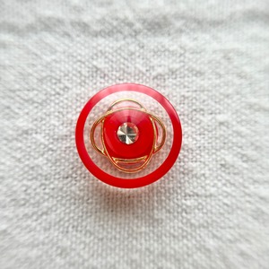 レッドフラワー 1粒ラインストーン 18mm
