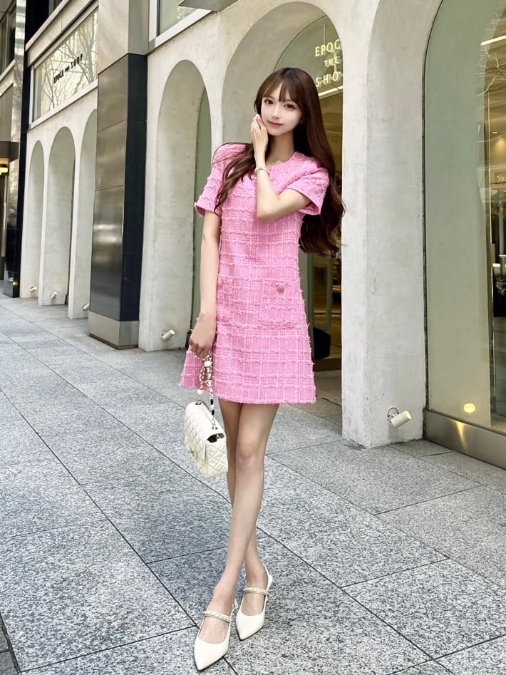 LUXグレイスフルツィードワンピース | avectoi