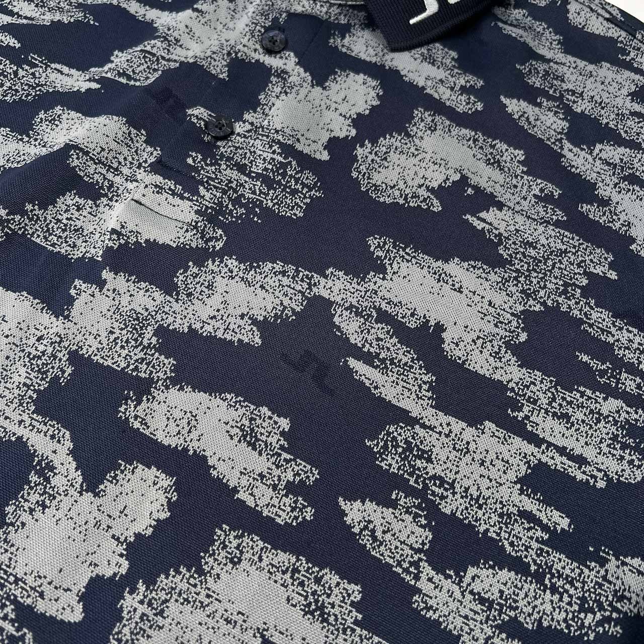 J.LINDEBERG ジェイリンドバーグ 総柄 半袖 ポロシャツ サイズ M /メンズ/ゴルフ/スポーツ/ネイビー系