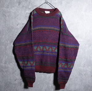 Multicolor Geometric Design Knit