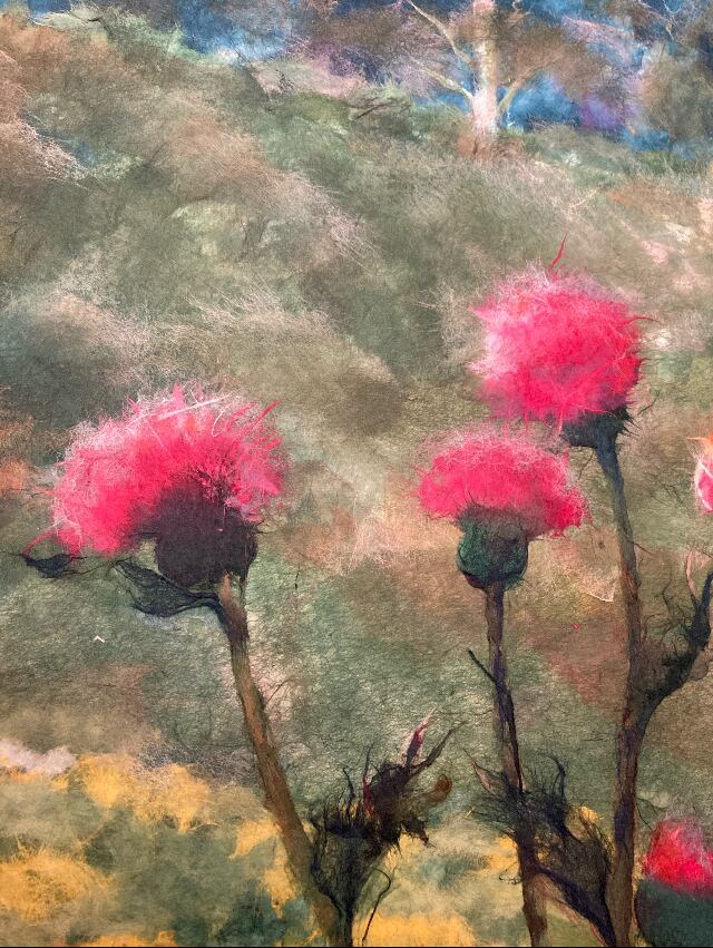 ちぎり絵 草原のアザミ 10号（530×455） | Pay ID